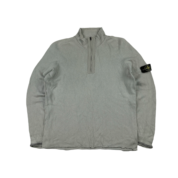 Stone Island Grey Knitted Cotton Pullover Jumper - Large