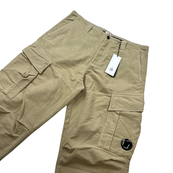 CP Company Beige Lens Viewer Loose Fit Brushed Cotton Cargos - Medium & Large