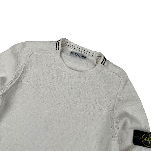 Stone Island 2006 White Knitted Crewneck Jumper - Medium