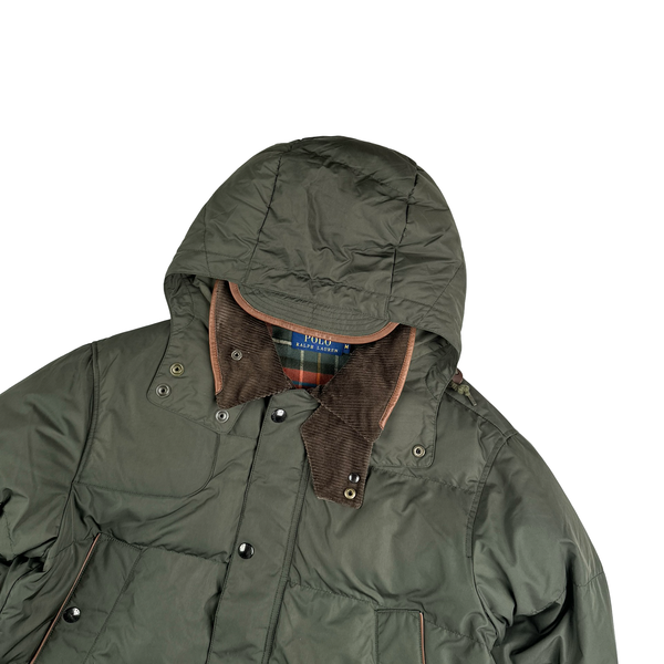 Ralph Lauren Khaki Quilted Multi Pocket Hooded Jacket - Medium