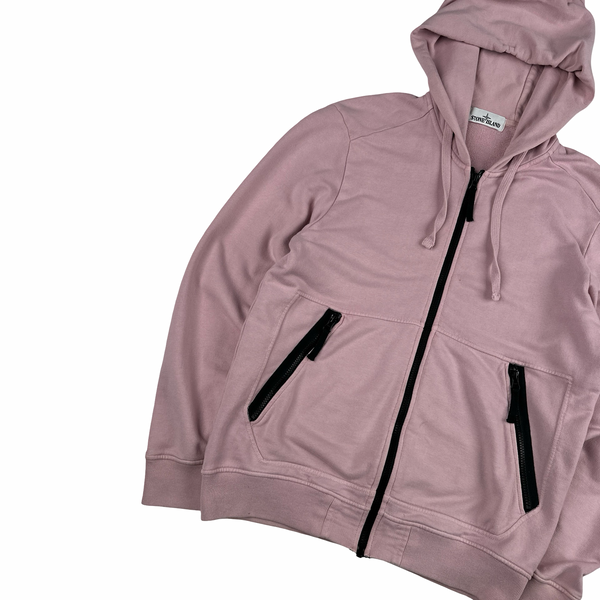 Stone Island 2017 Pink Cotton Zipped Hoodie - Large