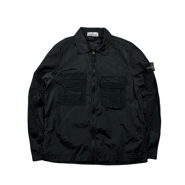Stone Island 2019 Black Nylon Metal Rip Stop Overshirt - Small