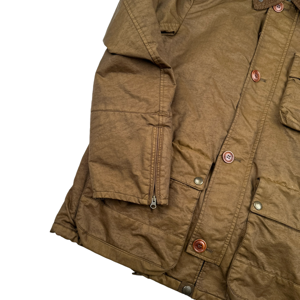 CP Company Brown Down Filled Winter Goggle Jacket - Large