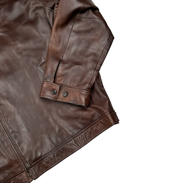 Ralph Lauren Brown Heavyweight Leather Jacket - XXL