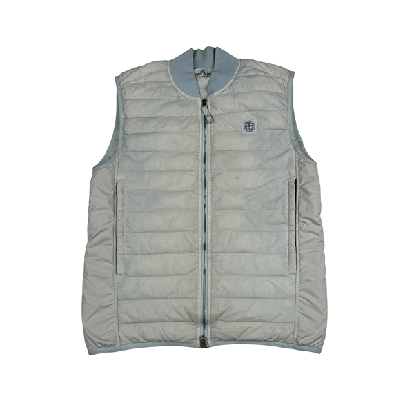 Stone Island 2019 Baby Blue Loom Woven Down Chambers Stretch Nylon TC Gilet - Medium