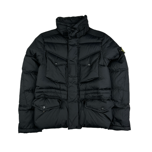 ジャケット・アウター 14AW STONE tela down puffer jacket z Stone Island 2009 Grey Opaque Nylon Tela Down Mesh Badge Puffer