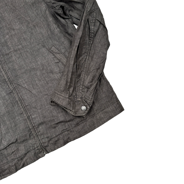 CP Company 2002 Grey Brown Zipped Cotton Overshirt - Large