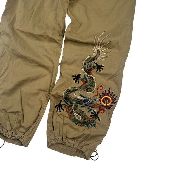 Maharishi Dragon Embroidery Cargo Cotton Trousers - Small