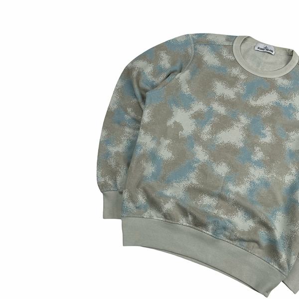 Stone Island 2020 Blue Big Loom Camo Crewneck Sweatshirt - Medium