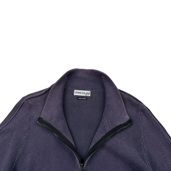Stone Island 2001 Purple Knitted Vintage Zipped Jumper - Large