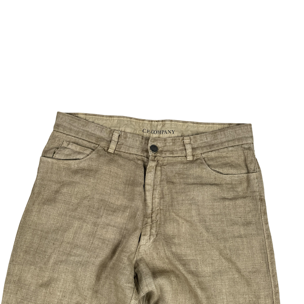 CP Company Light Brown Linen Flax Trousers - 34"