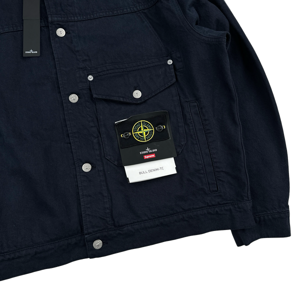 Stone Island x Supreme 2023 Navy Bull Denim TC Jacket - Large