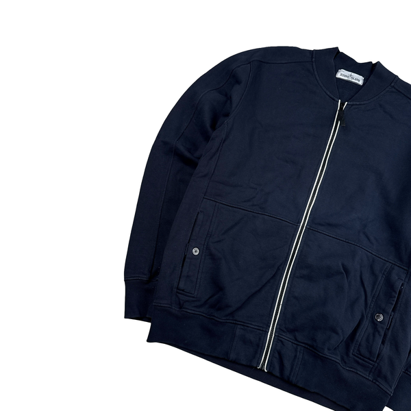 Stone Island 2013 Navy Low Collar Cotton Zipped Jumper - XL