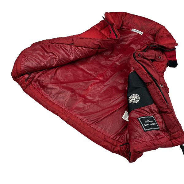 Stone Island 2009 Red Opaque Nylon Tela Down Gilet - Large