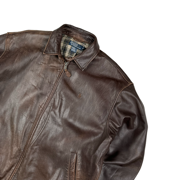 Ralph Lauren Brown Heavyweight Leather Jacket - XL