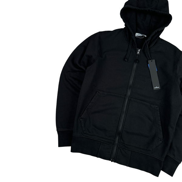 Stone Island Black 2022 Zipped Hoodie - Small