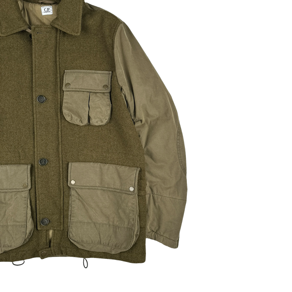 CP Company Khaki Multi Pocket Wool Goggle Jacket - Large