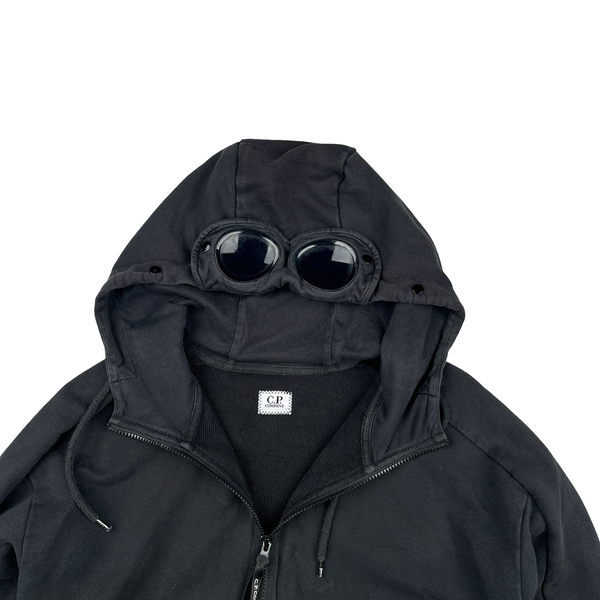 CP Company Black Goggle Cotton Zip Up Hoodie - Small