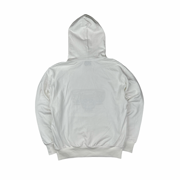 Evisu White Evisu Embroiderd Graphic Cotton Hoodie - Medium