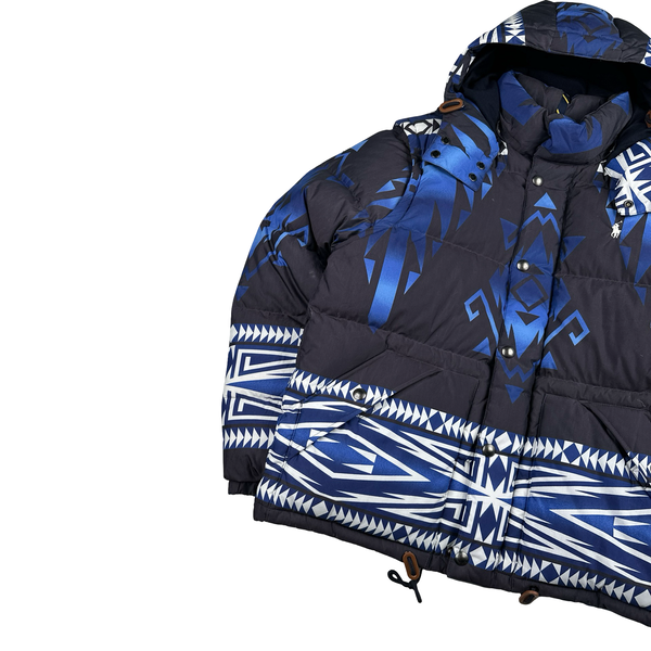 Ralph Lauren Blue Pattern Down Filled Puffer Jacket - Medium