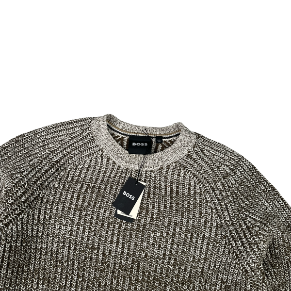 Hugo Boss Wool Blend Colour Faded Knitted Crewneck Jumper - Large