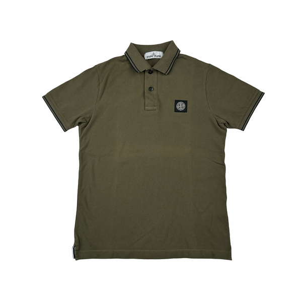 Stone Island Khaki Short Sleeve Polo Shirt - Small