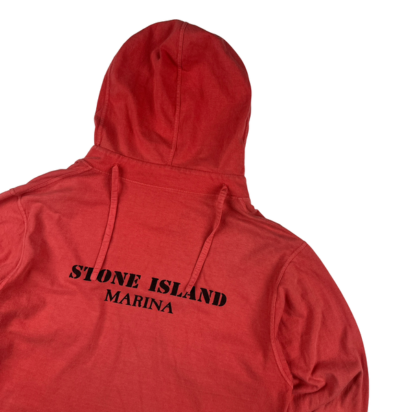 Stone Island Marina Vintage 80's Cotton Pink Spellout Pullover Hoodie - Medium