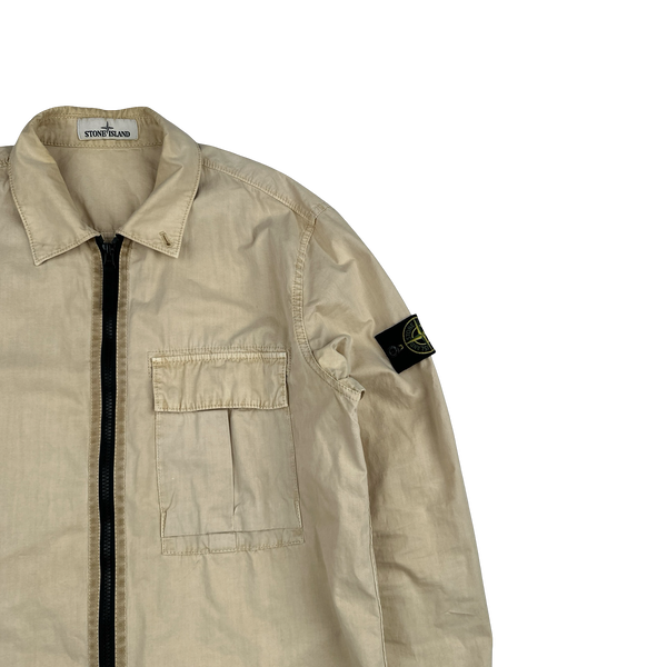 Stone Island 2019 Butter Yellow Brushed Cotton Overshirt - Large