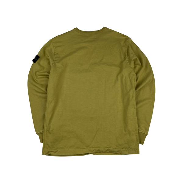 Stone Island 2021 Olive Green Cotton Long Sleeve Jumper - Medium