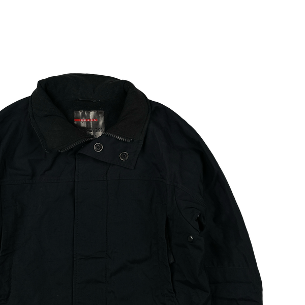 Prada Fleece Insulated Navy Nylon Red Tab Jacket - Medium