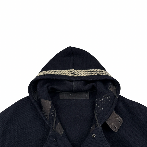 Stone Island 1988 Spellout Black Montgomery Duffle Coat - Large