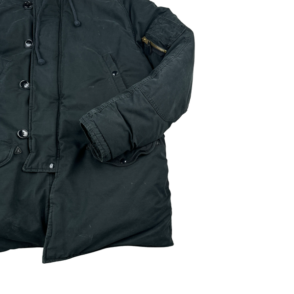 Ralph Lauren Black Down Filled Fur Hood Trim Puffer Jacket - Large