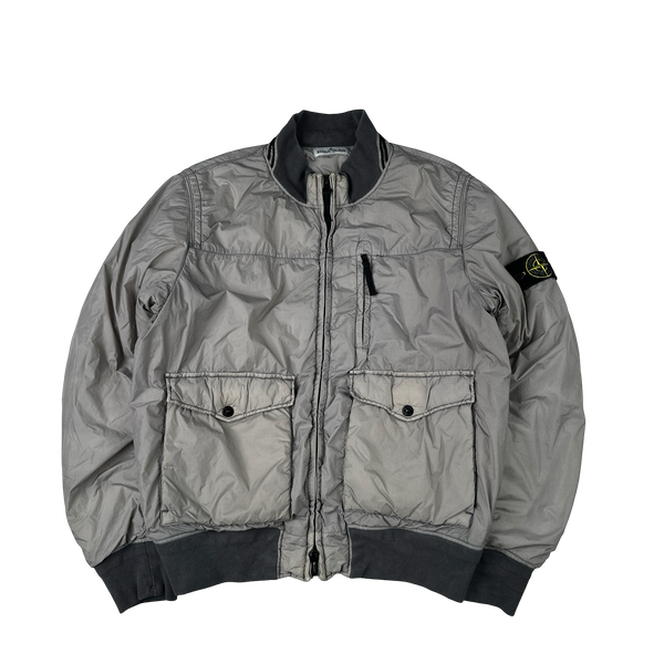 Stone Island 2012 Grey 30th Anni Garment Dyed Nylon Tela Quilted Jacket - Large