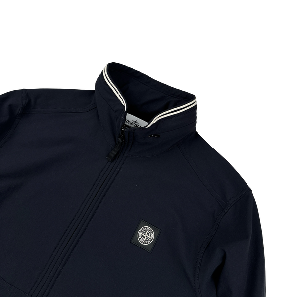 Stone Island 2014 Navy Soft Shell Compass Patch Zipped Bomber Jacket - XL