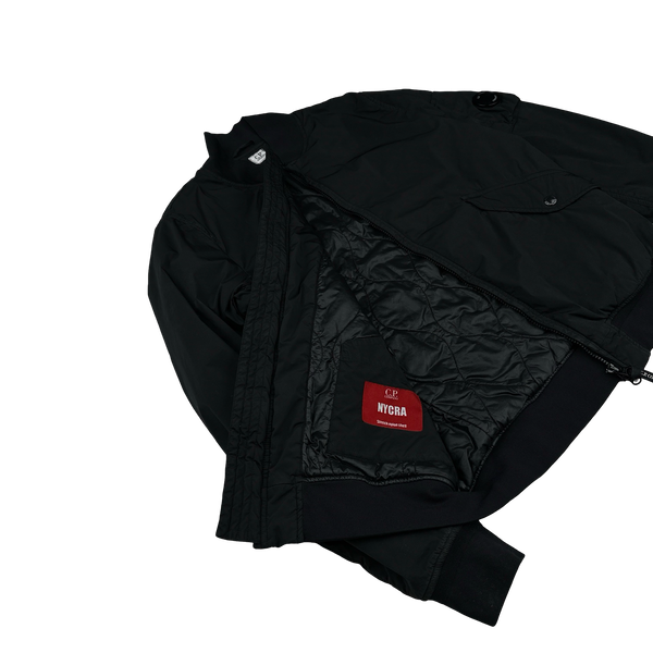 CP Company Black Nycra Quilted Lined Bomber Jacket - Large