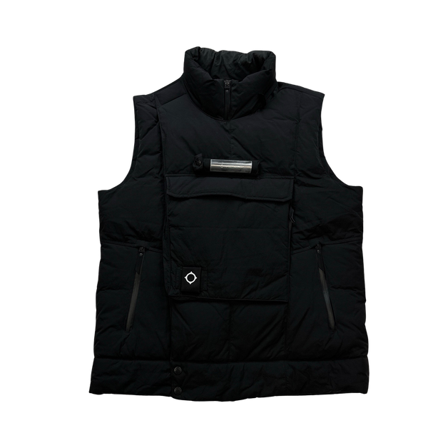 Ma Strum Black Down Filled Quilted Torch Puffer Gilet - Large