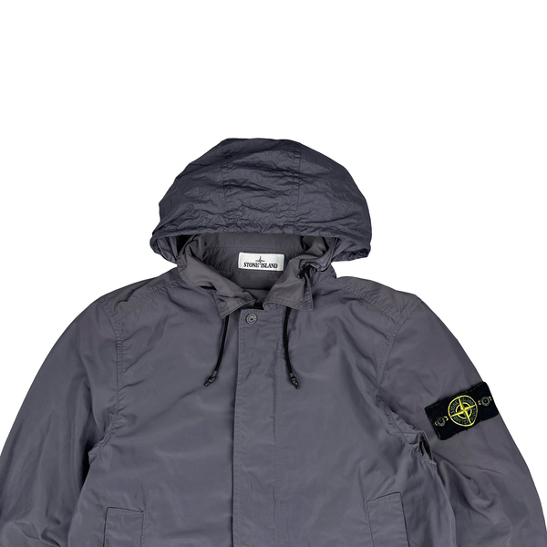 Stone Island 2021 Grey Micro Reps Nylon Hooded Jacket - Small