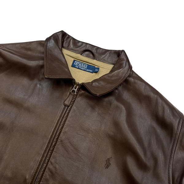Ralph Lauren Brown Heavyweight Leather Jacket - XL