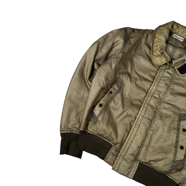 Stone Island 2007 Beige Nylon Zipped Bomber Jacket - XL
