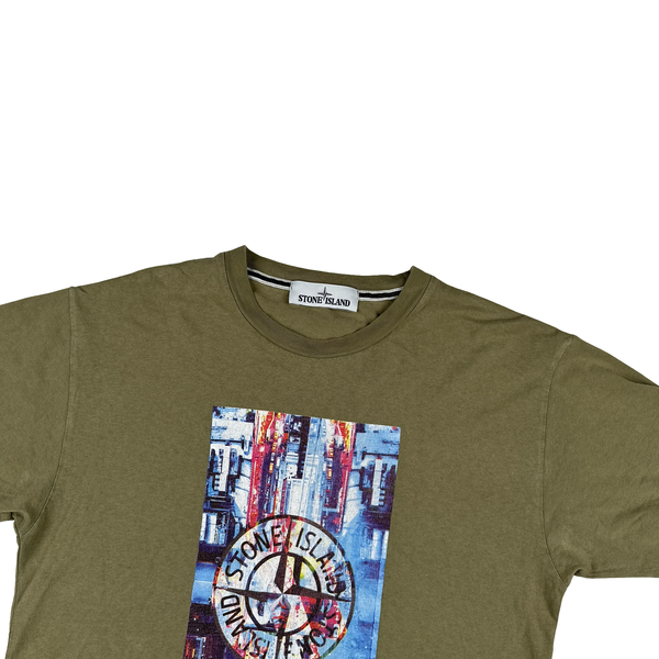 Stone Island 2017 Khaki Graphic T Shirt - Small