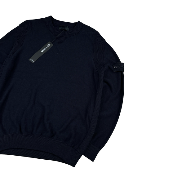 Stone Island 2025 Navy Ghost Knitted Cashmere Jumper - Large