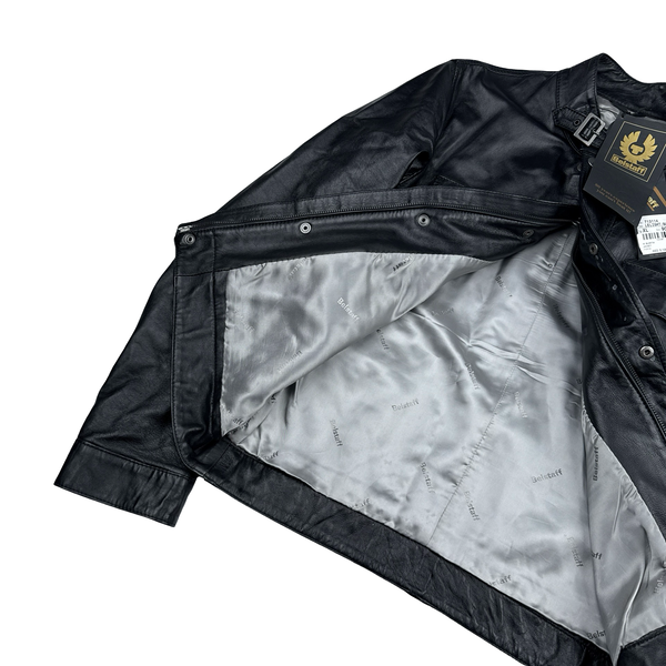 Belstaff Black Multi Pocket Leather Zipped Lightweight Jacket - XL