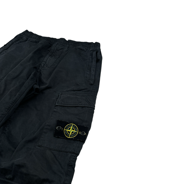 Stone Island Black RE-T Tapered Cuffed Cargos - 30"