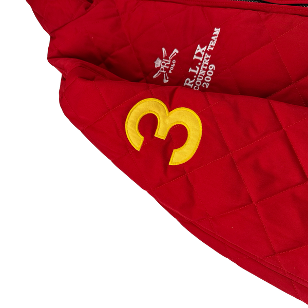 Ralph Lauren Red/Navy Quilted Reversible Collared Spellout Embroidered Jacket - Medium
