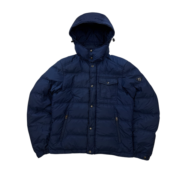 Prada blue puffer jacket hotsell