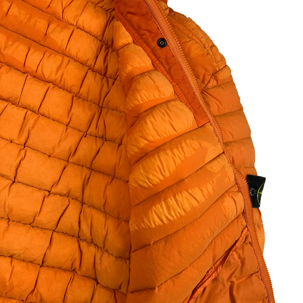 Stone Island 2019 Orange Loom Woven Down Puffer Jacket - Large