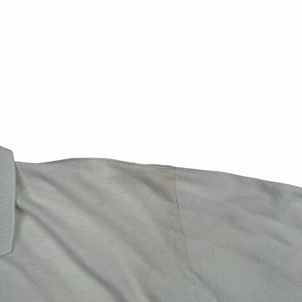 Stone Island 1997 White Cotton Spellout Vintage Polo Shirt - Medium