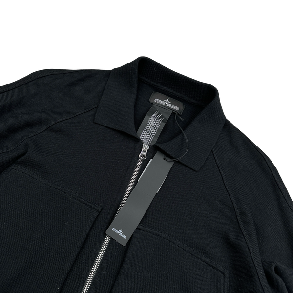 Stone Island 2022 Shadow Project Black Collared Zipped Knit Jumper - Large