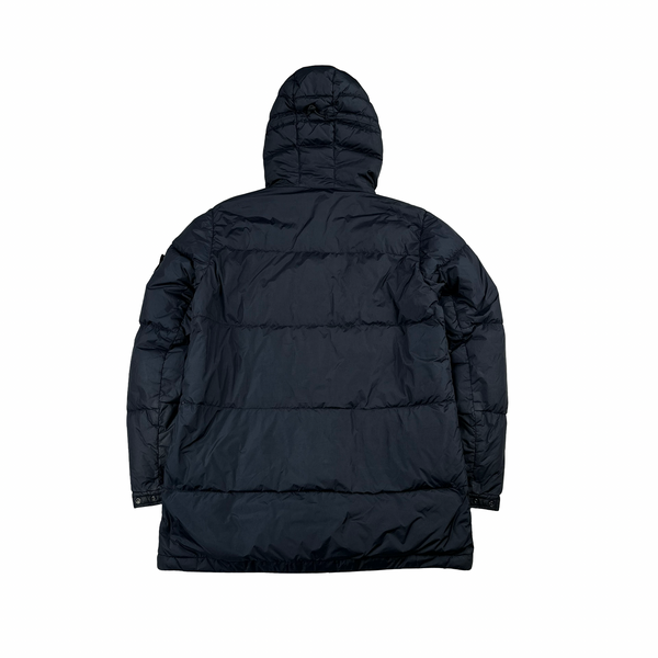 Stone Island 2013 Navy Long Crinkle Down Puffer Jacket - Large