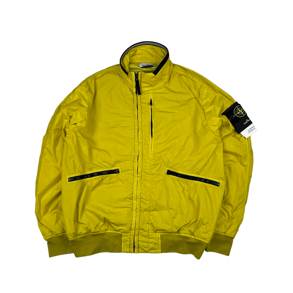 Stone Island 2019 Yellow Garment Dyed Crinkle Reps NY Cotton Lined Jacket - XL